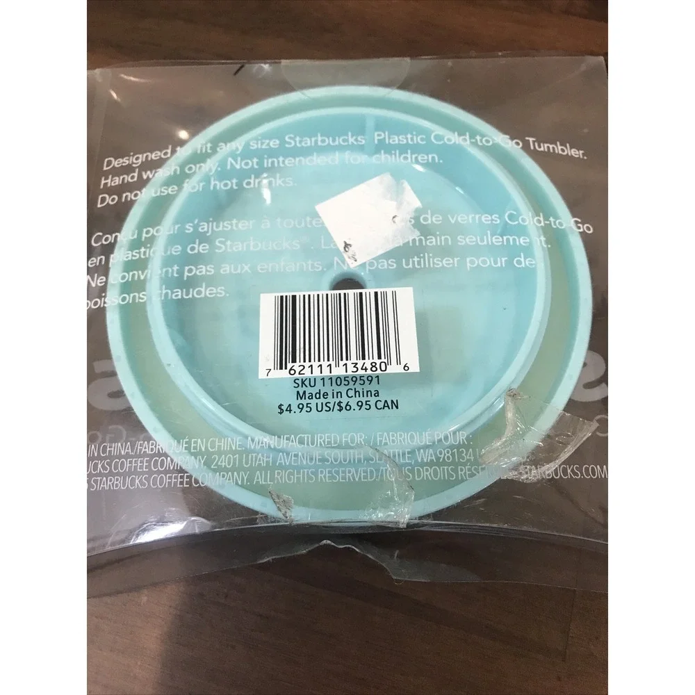 Starbucks Teal Cold-To-Go Lid Pink/Black Circles NEW cover‎ seal 4